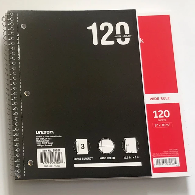 120 Sheet Spiral Notebook 10.5 X 8 Inch 3 Subject Wirebound Notebook Customized Designed Office
