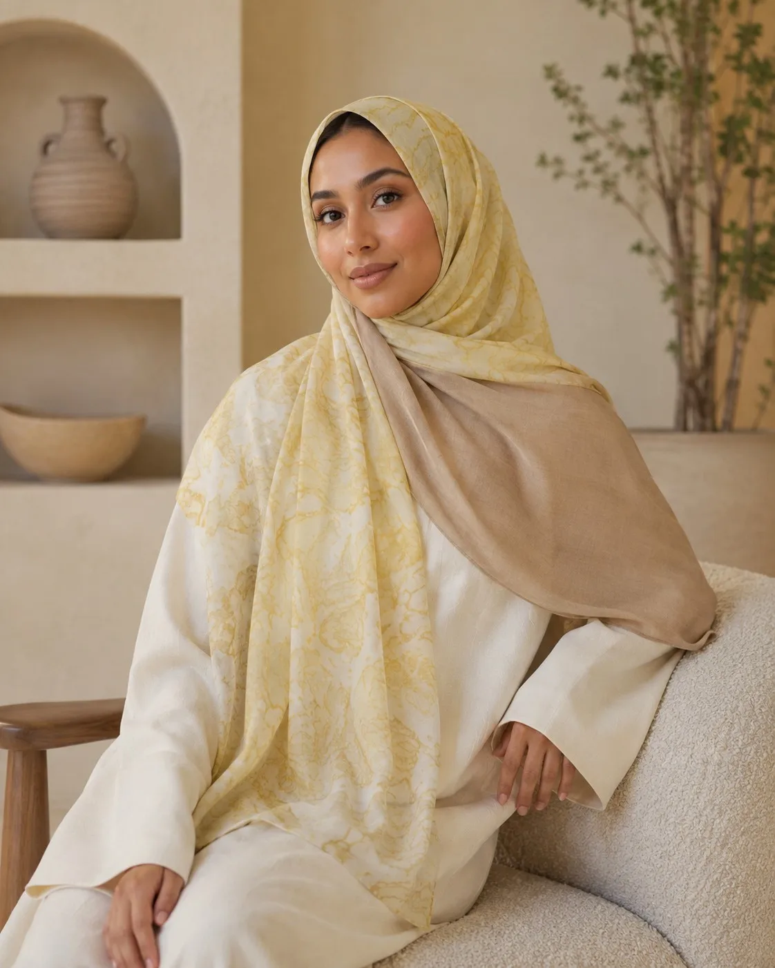 Custom Printed Modal Hijab Marble Print view 2