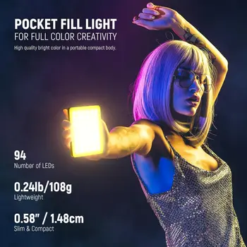 NEEWER VL67C RGB Selfie Light with APP Control, 94 LED CRI97 2000mAh Rechargeable, Cold Shoe Mount As Camera Light, Portable detail image
