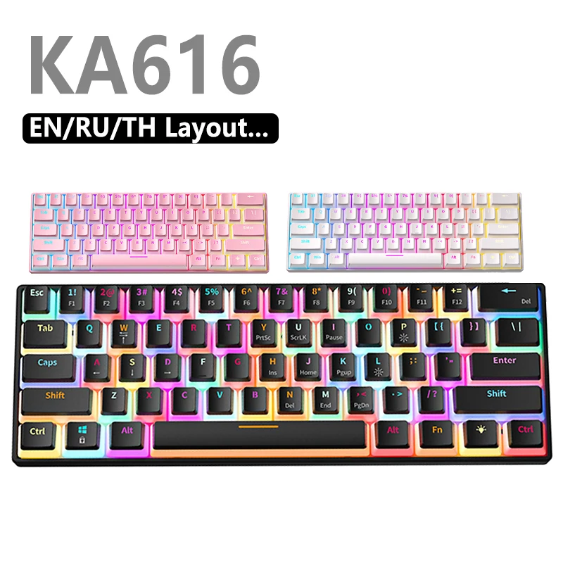 ZIFRIEND KA616 Gaming Keyboard - 60 Percent Tkl, RGB Backlit