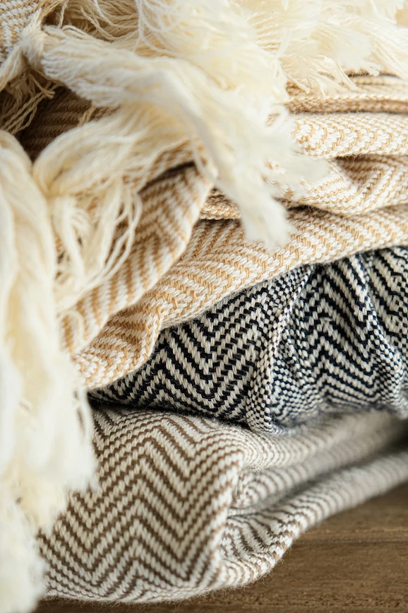 Turkish Herringbone Towel Diamond Peshtemal Black High Quality Home