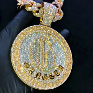 Moissanite Diamond Pendant Hip Hop Diamond Pendant  925 Sterling High Quality Customized Iced Out Silver