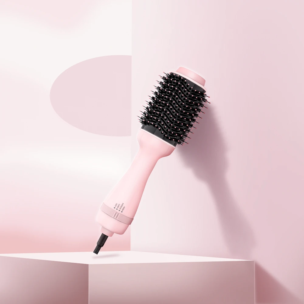 Лидер продаж новый розовый цвет 3 в 1 фен щетка профессиональная расческа 1000 Вт одно действие горячий