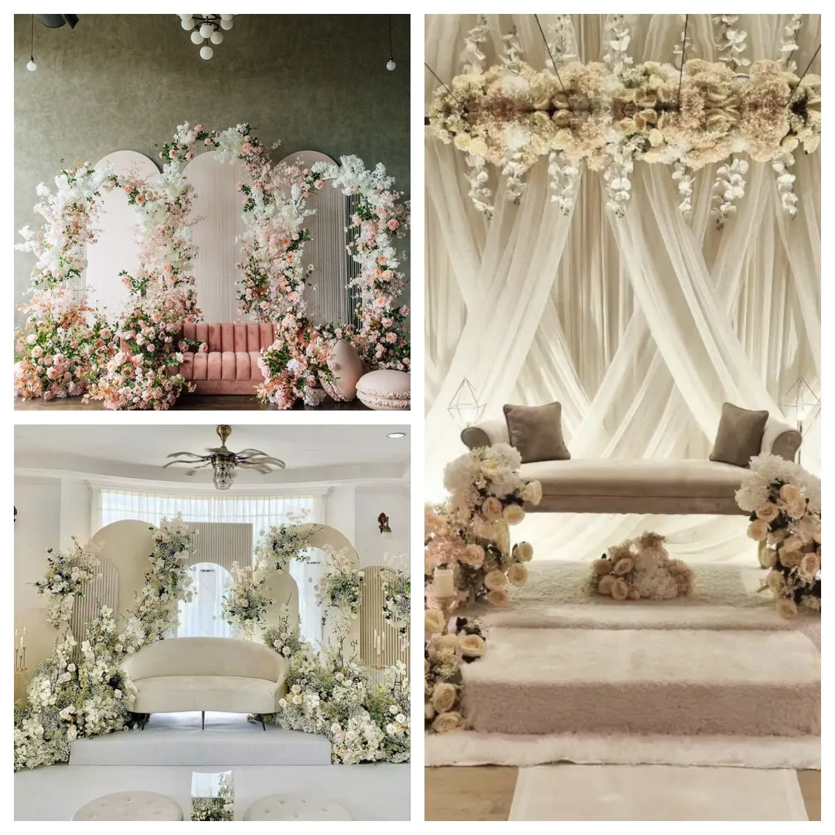 Double seat metal frame wedding centerpieces velvet sofa for wedding bride and groom