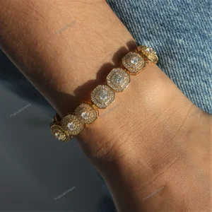 10mm Clustered Tennis Bracelet Personalized Iced Out Hip Hop fancy Jewellery Gold Plated 925 Sterling Silver manufacturing india