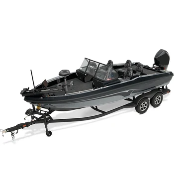 2024 Hot Sale Profisher Speed Aluminum Fishing Boat New Black 21ft Yacht with Rowing Bass Boats for Lake Usage