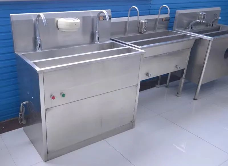 Automatic sensor wash basin with foot pedal for food industry hygiene control