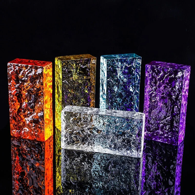 Color Solid Glass Brick Mirror Bubble Decorative Crystal Glass Block for Building Glass Bricks Wall