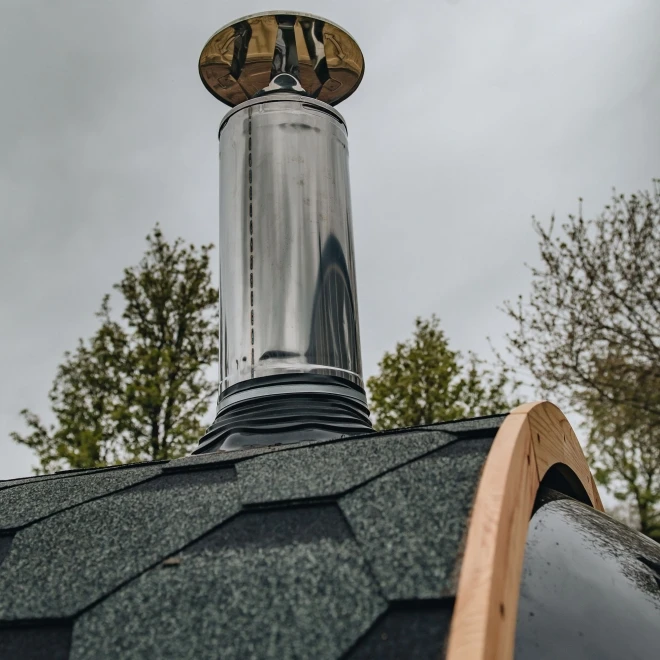 パノラマバレルサウナ、薪ストーブ付き f.f.SAUNA.JP 】 バレルサウナ パノラマ MISA電気ストーブセット