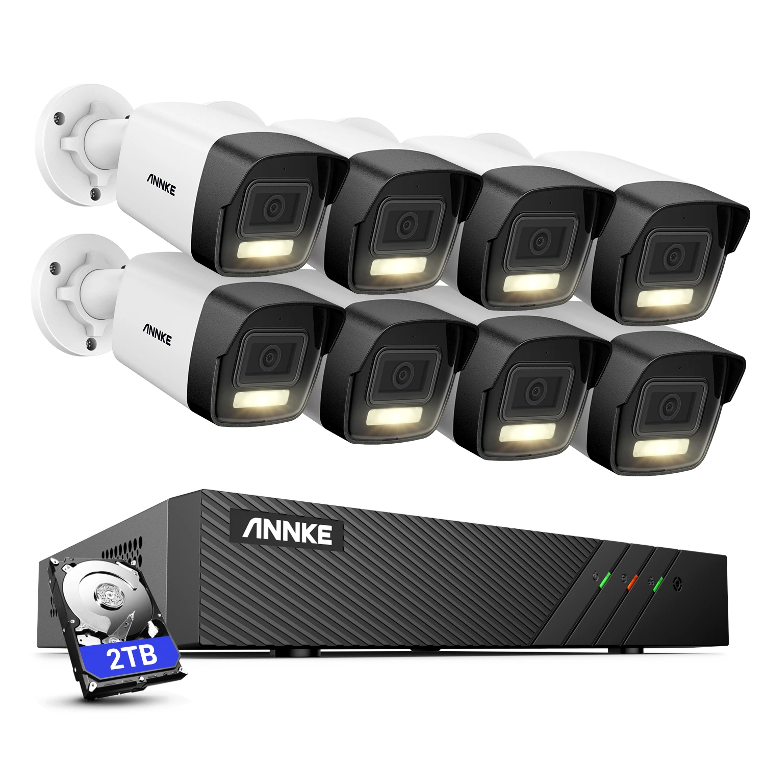 ANNKE 6MP 8CH PoE NVR Security Camera System 8pcs 3k AI Smart Dual  Light IP67 Waterproof PoE IP Camera With 2TB HDD