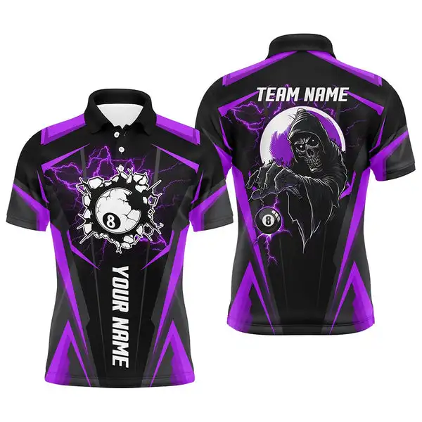 High Quality Custom Design Quick Dry 100% Polyester Men Pool Team Jerseys Professional Billiard Polo Shirts With Pocket