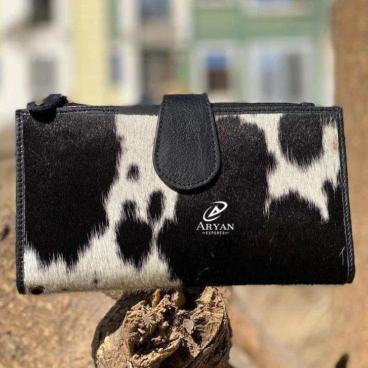 New Real Handmade Hair On Hide Wallets For Women Slim Wallet Bifold