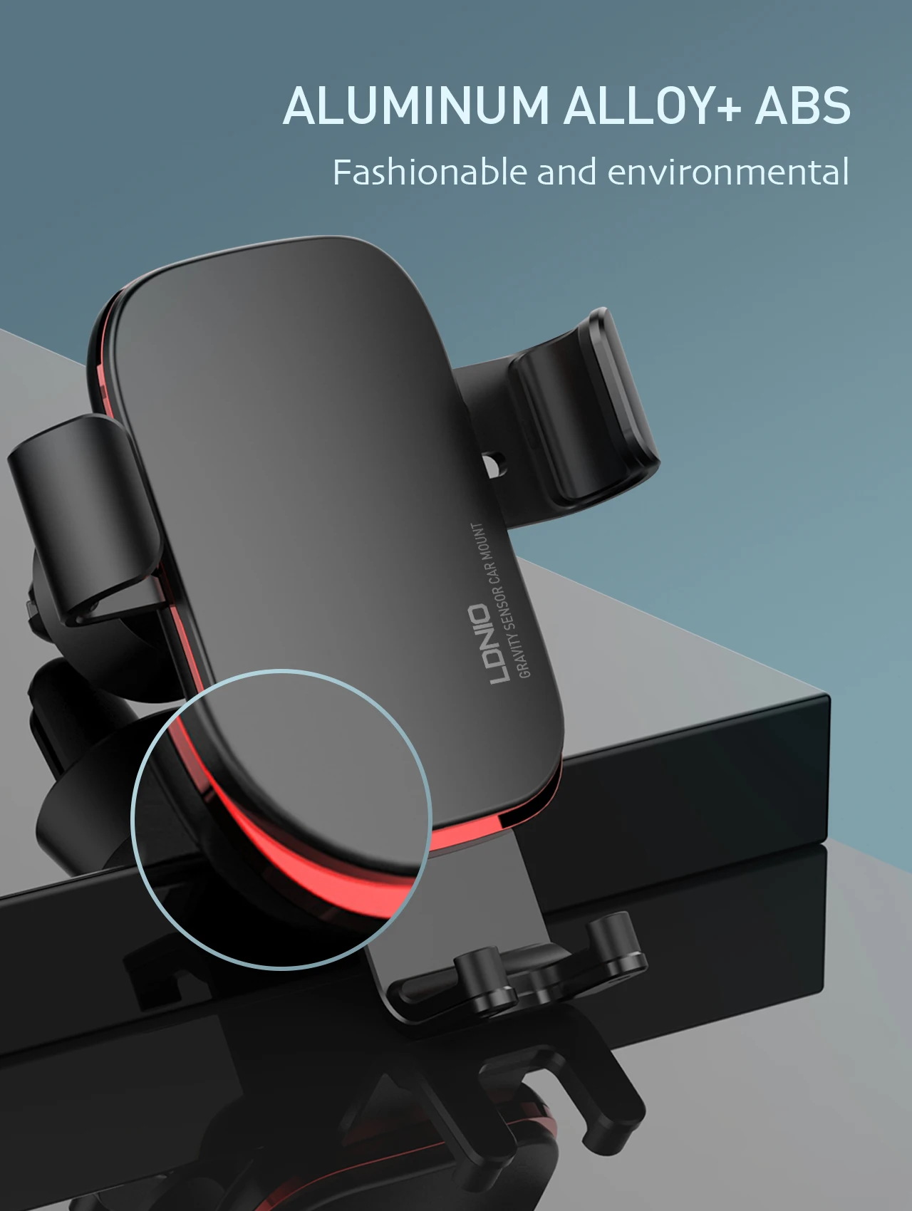 LDNIO MG10 Car Holder Metal Gravity Car Mount Auto Lock and Release ABS Storage Holders Cell Phone Holder Custom