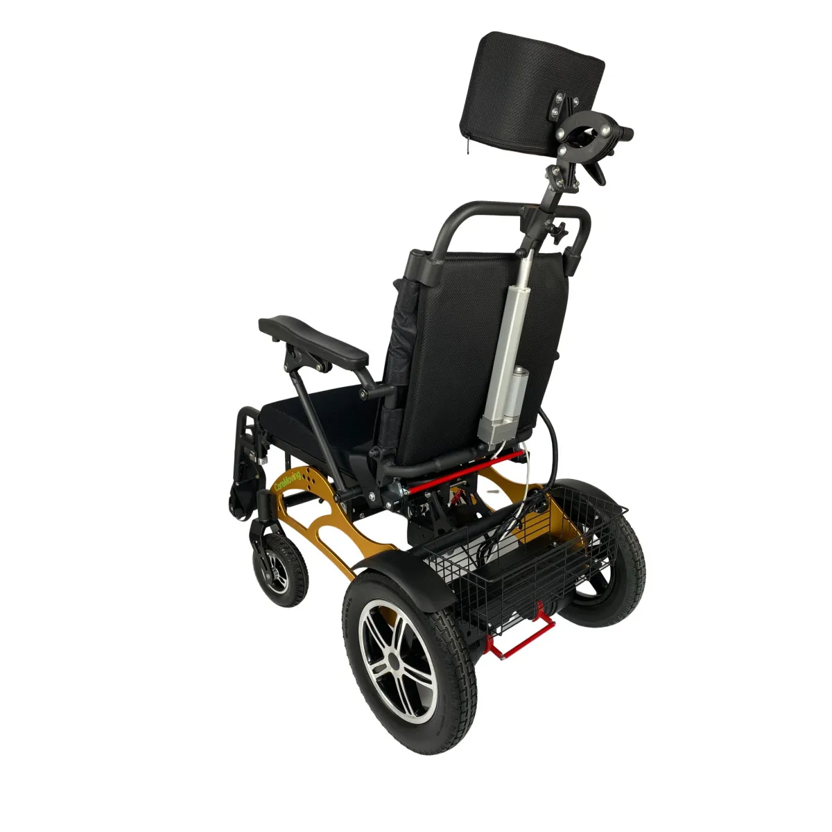 Multifunction Backrest Reclining Aluminum Folding Electric Powered Wheelchair With Pillow And 2