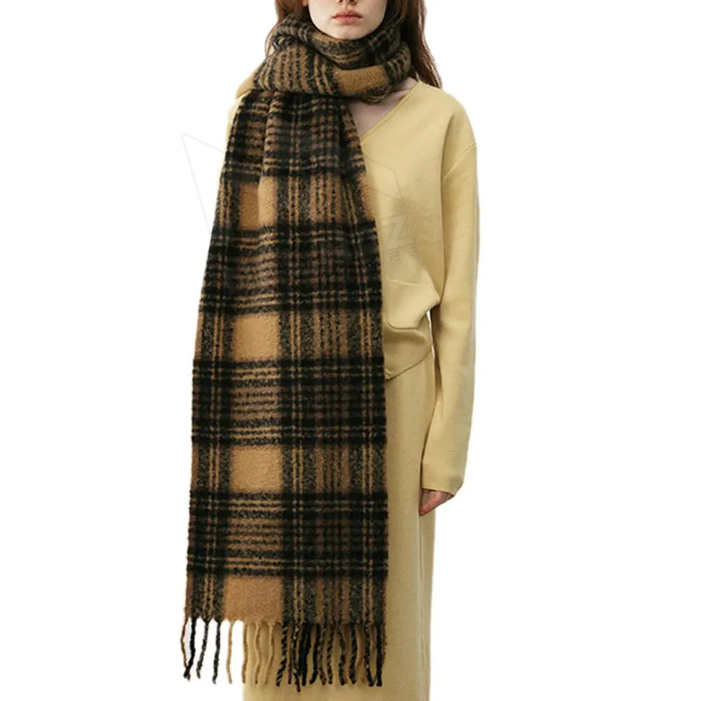 Warm Solid Color Thick Winter Long Scarf for Women Cashmere Mohair