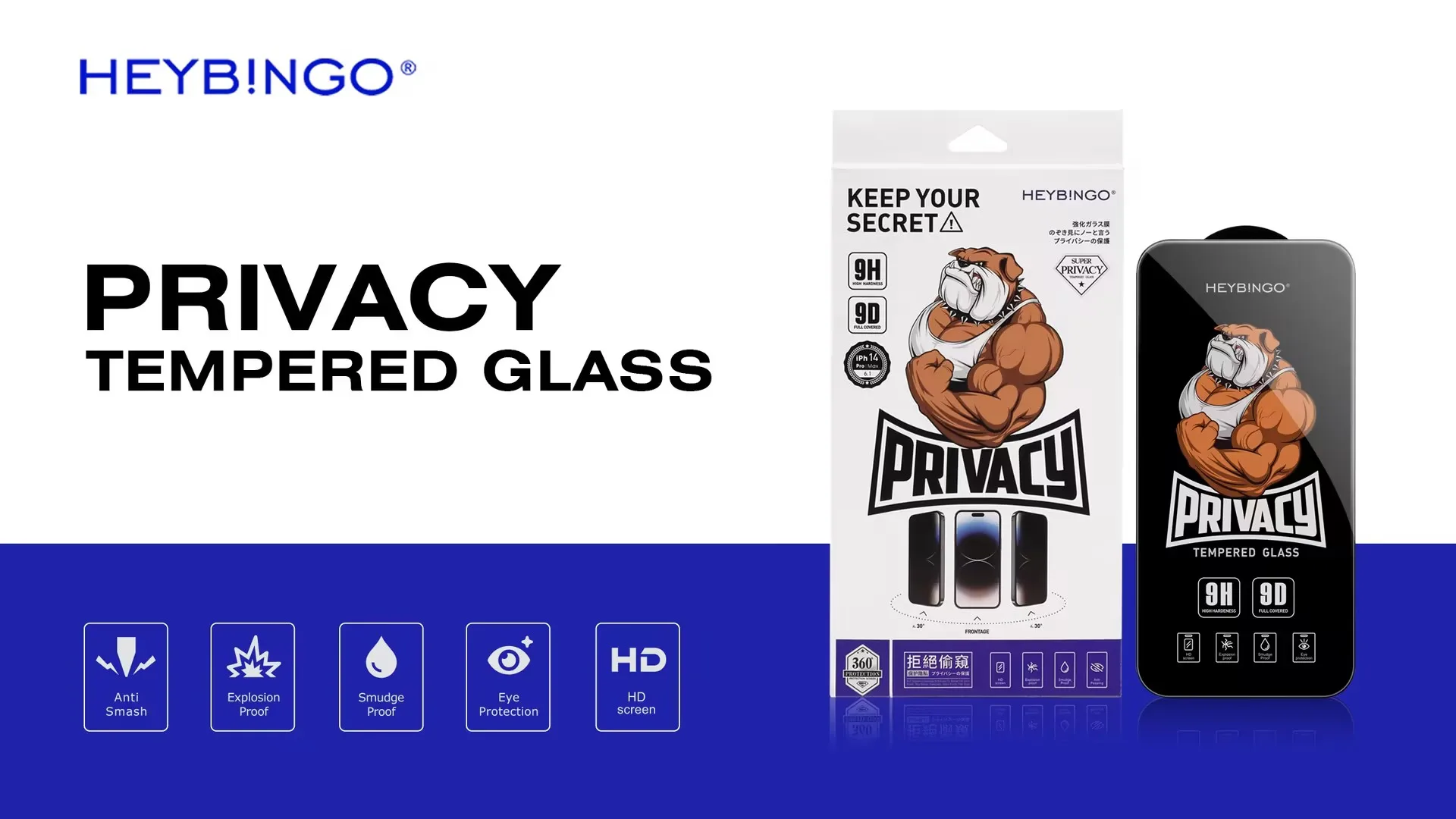 Heybingo 9H Tempered Glass - Anti-Peeping Privacy Film