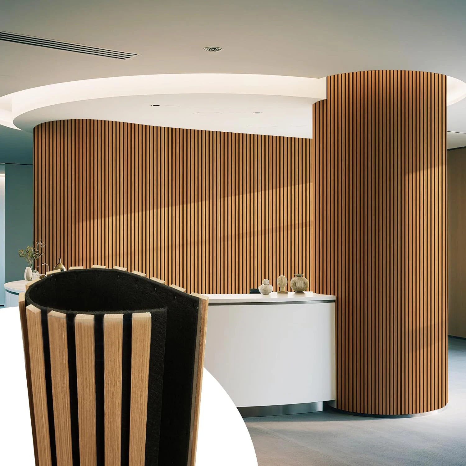 Acoustic Wood Slat Wall Panel Roll-Flat Design Sound Absorbing Corridor Curved Wall Decor for Wall