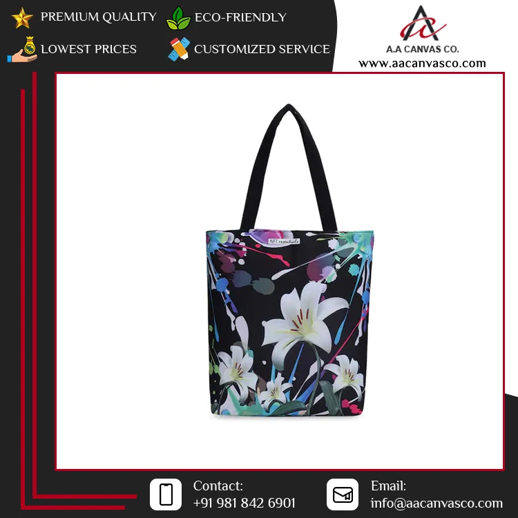 High Quality Custom Printed Cotton Canvas Tote Bag for Gift Shopping Made in India Wholesale Market Price for Promotions