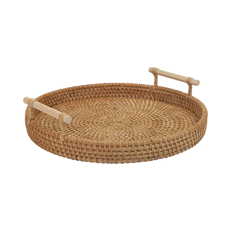 Best Seller Round Rattan Tray With Straps Decorative Fruit Wholesale ...