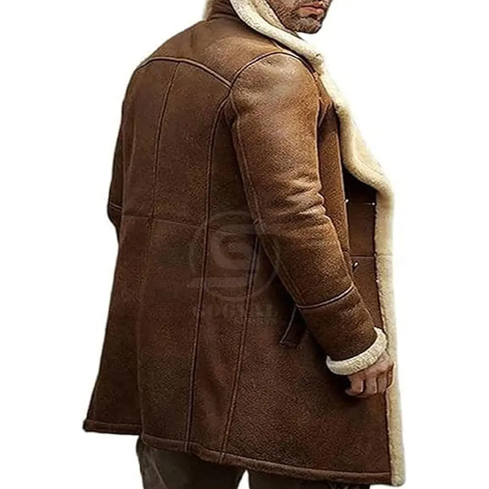 Hot Selling Men Clothing Shearling Leather Long Coat New Fashion Windproof Breathable Men Shearling Leather Long Coat