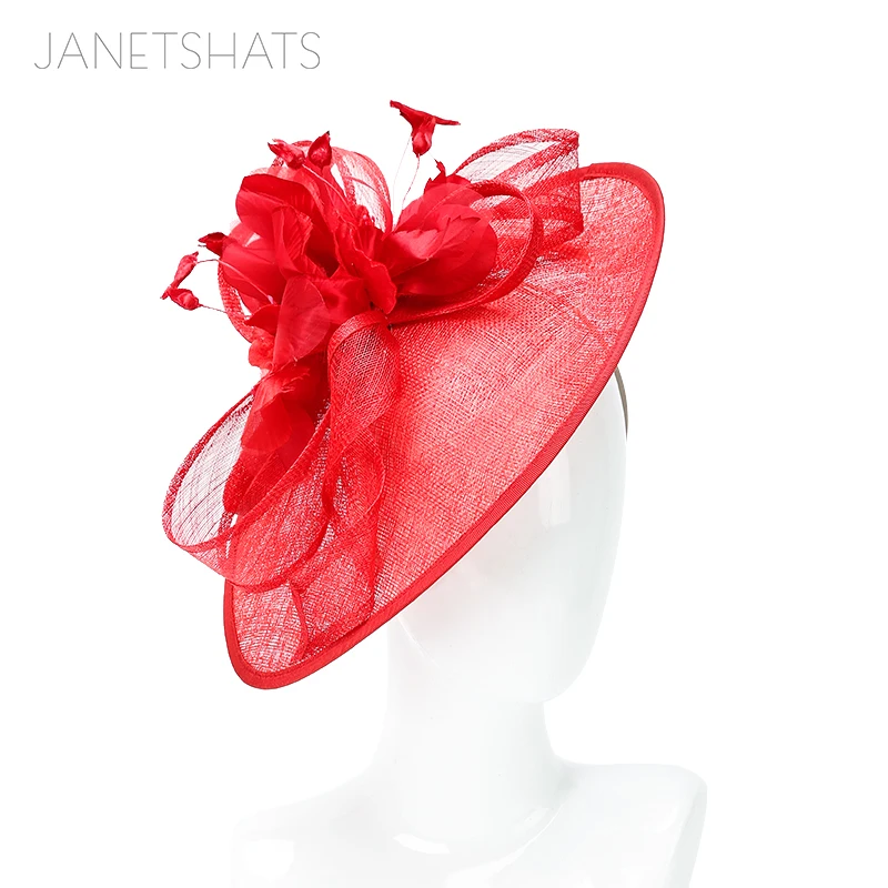 ladies dress hats wholesale Festival Promotion Sinamay Wide Hat Fascinator Headwear badge:New-to-sale