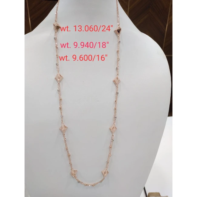 Elegant Classic Engagement Rose Gold 14k 585 Gold Necklace Adjustable Length Wholesale Price Made in India