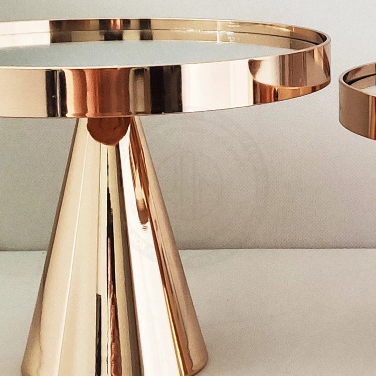 Luxury Mirror Cake Stand Party Dessert Display Wedding Round Gold Cake Pedestal Metal Cake Stand Set Decorating