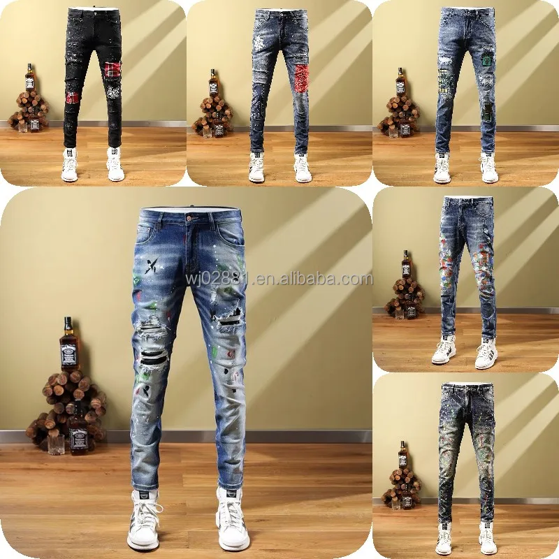 2023 New  High Quality Blue Jeans Fashion Men's Street Fashion Jeans