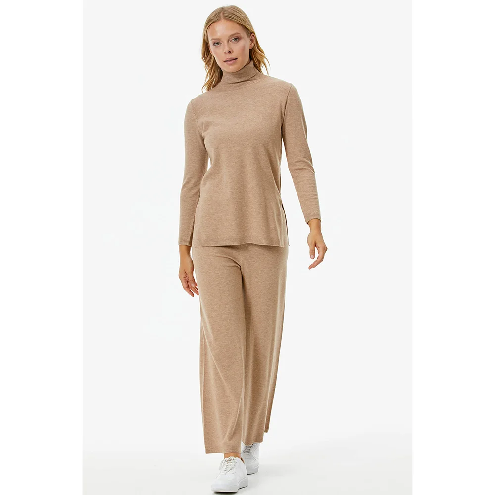 Women Full Turtleneck Sweater Pants Knitwear Set Buy Women's Knitwear Set / Women's Vneck