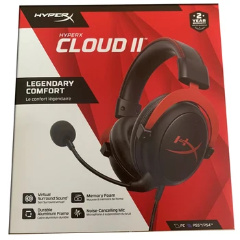 Wholesale Hyper X Cloud 2 II Wired Headphones with Mic Original English Package Red Gamer Headset for Travel ANC Function