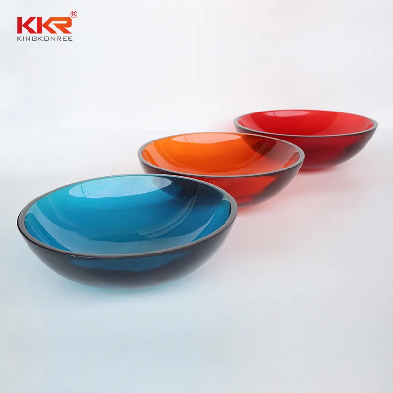 Kingkonree Artistic Transparent Colorful Basin Unique Clear Resin Countertop Sink for Creative Bathroom Designs