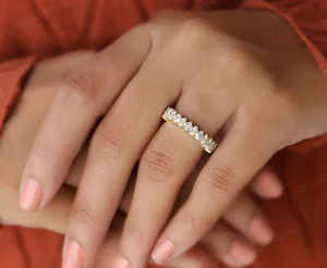 Custom 18K Solid Yellow Gold 4.50mm Lab Grown Diamond IGI Certified Wedding Bands CVD Diamond Stack Band Unisex Party Jewelry