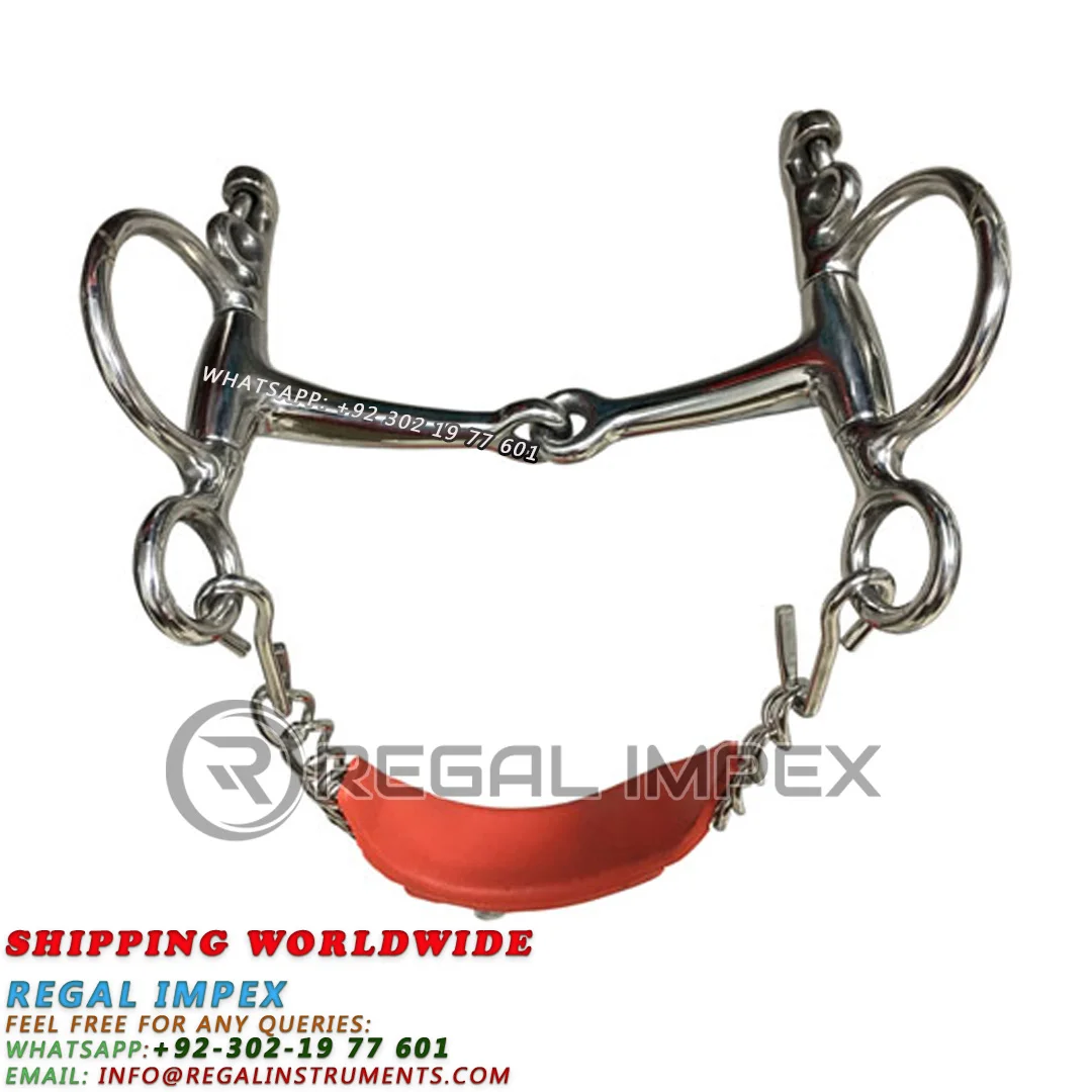 Horse Bit Pelham Stainless Steel Bit Rubber Covered Mouth With Hooks
