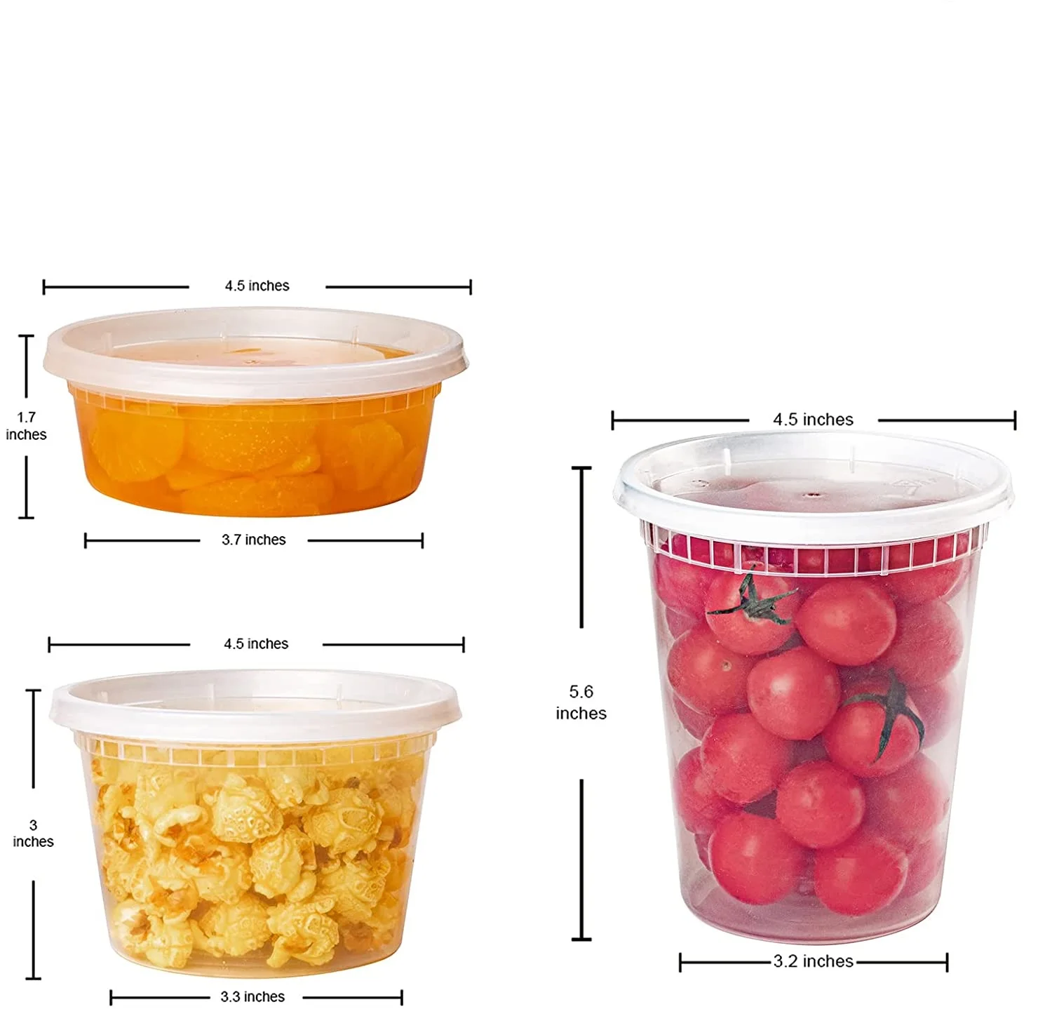 Combo 8 Oz + 16 Oz + 32 Oz Plastic Deli Cups Deli Containers Food