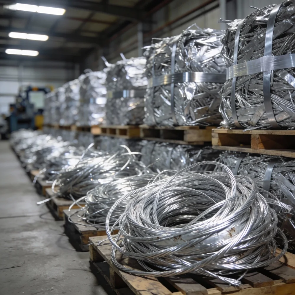 Bright Silver Clean 6063 Aluminum Wire Scrap High Density Bales for Recycling Metal Processing Plants