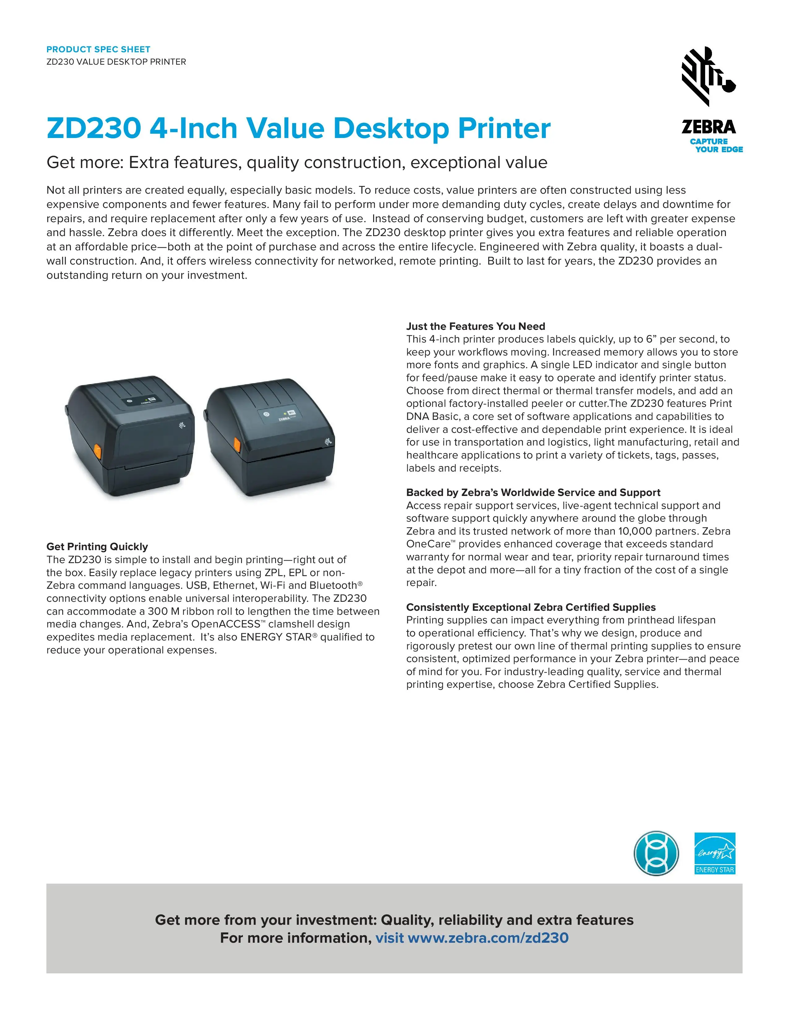 Zebra Zd230 - Desktop Printer For Transportation,Logistics,Retail And
