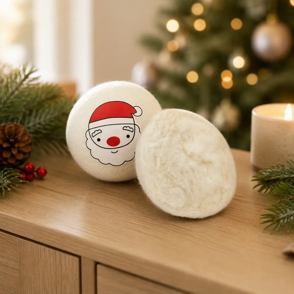 LAUTERYE Santa Wool Dryer Balls Christmas Mood