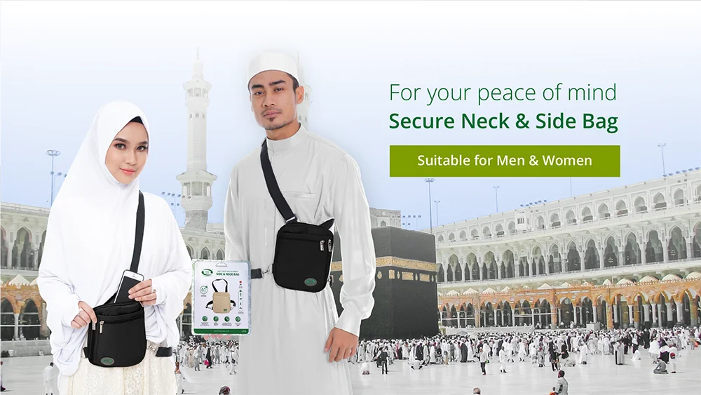 Worldwide Selling Premium Quality Hajj Safe Water Resistant Light Weight Neck Bag and Side Bag for Hajj and Umrah
