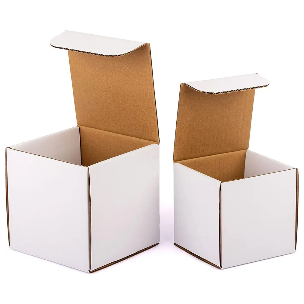 5x5x5 Shipping Box With Lids,5" White Corrugated Cardboard Box Mailers