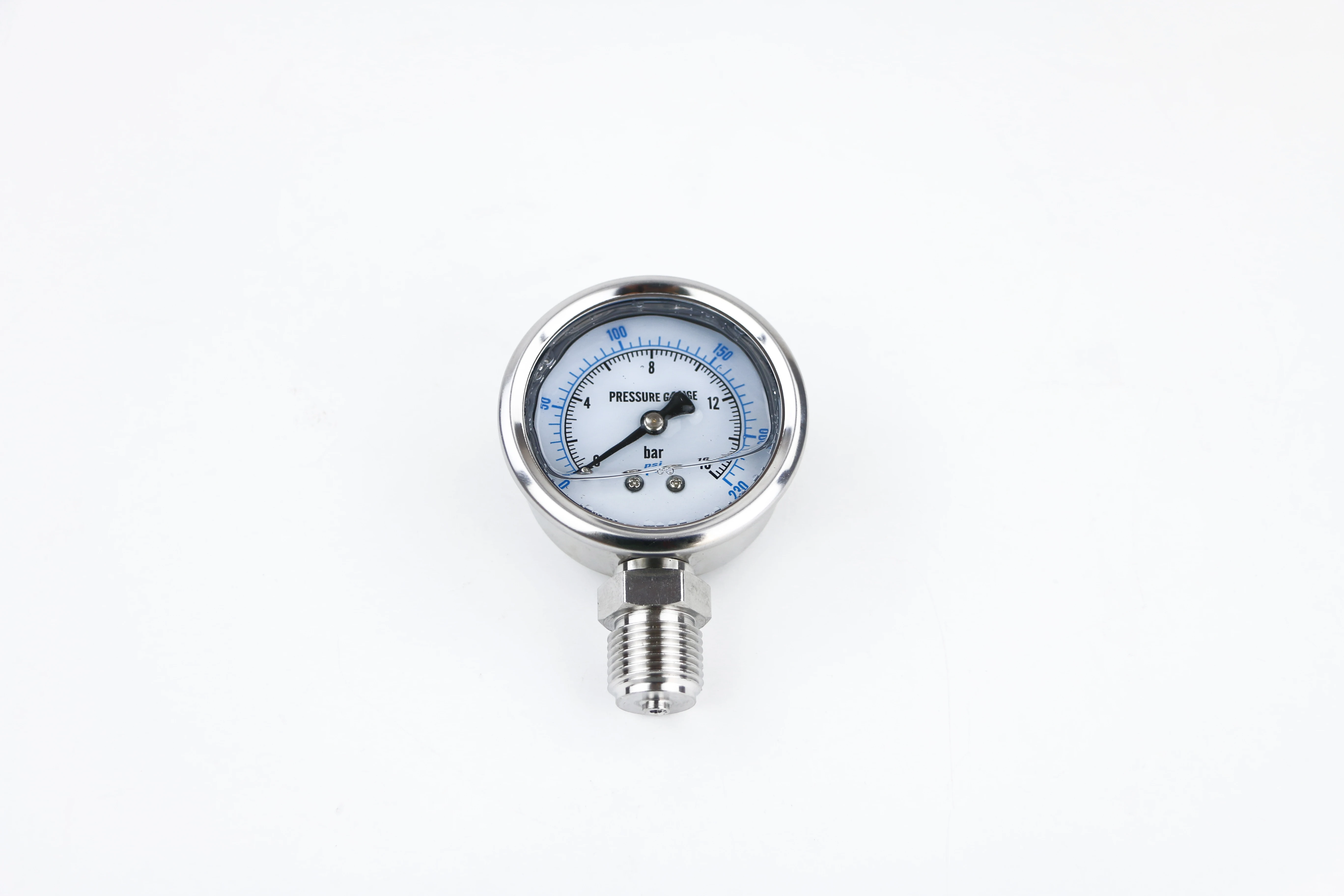 Manomètre à glycérine en acier inoxydable, compteur analogique métallique pour mesures de système d’irrigation