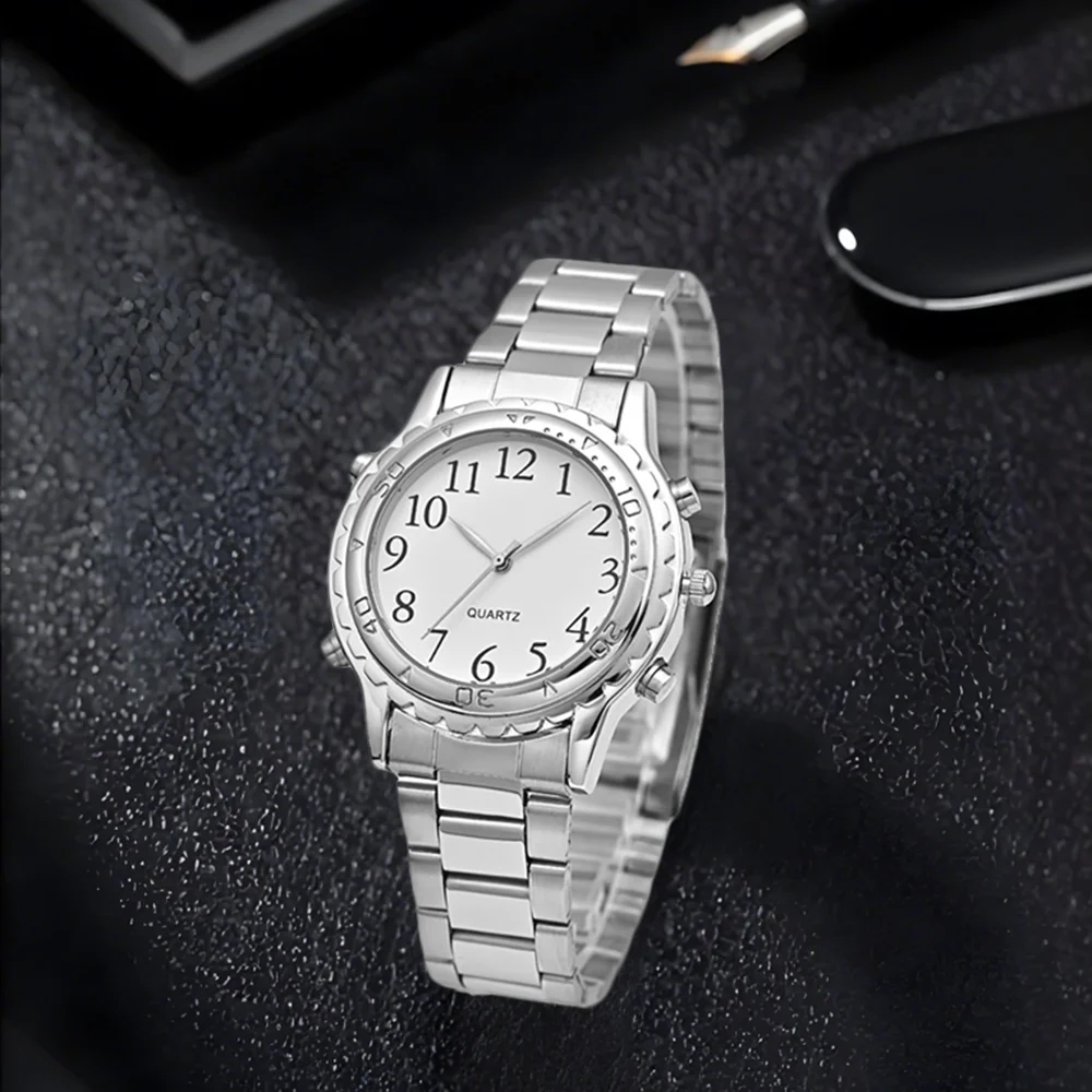 Multi-functional Analog Digital Talking Blind Watch Arabic Numerals Dial Custom logo Watches Wholesale Cheap Talking Watches