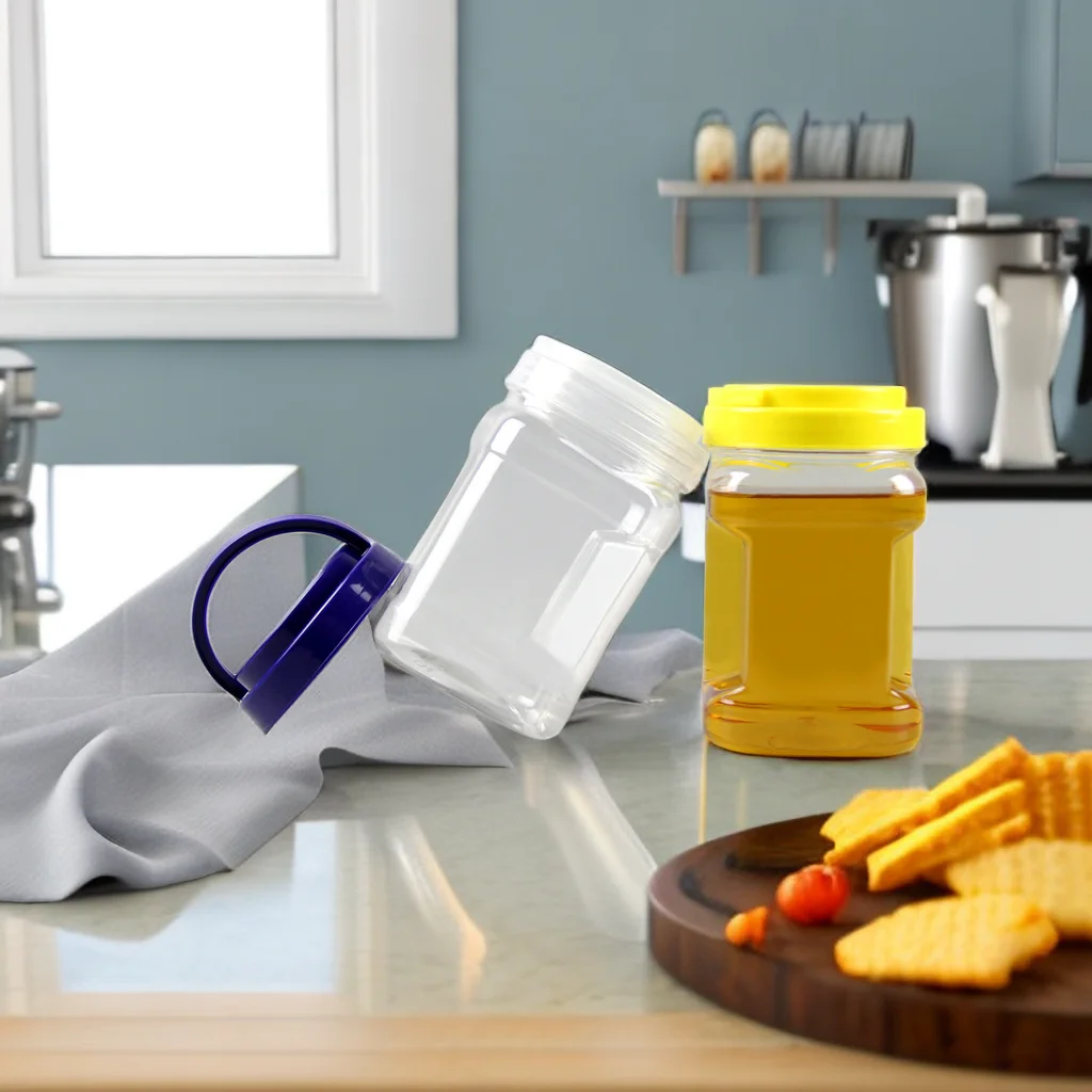 Factory Price Clear Square Plastic Canister Jars With Lid Support