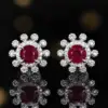 Boucle d'oreille en or 18 carats avec rubis naturel et diamant