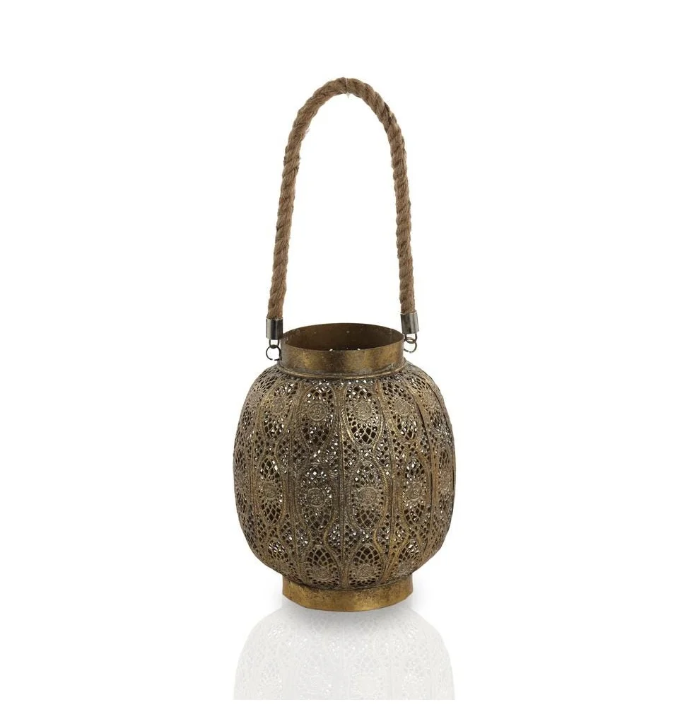 Hot Indian Style Iron Perforated Combination Home Decorative Geometric Lantern Antique Design and Colour Home Decorative Lantern