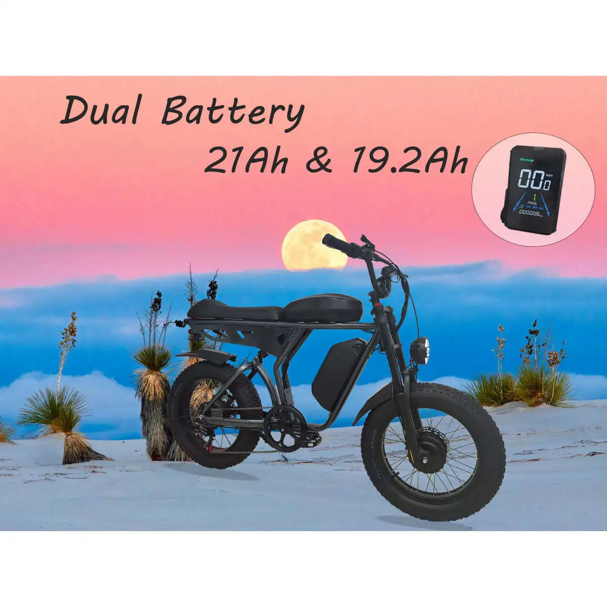 SMLRO U8 PLUS Dual Motor & Dual Battery (48V 21Ah & 19.2Ah) Electric Bike-2000W for 3000W Black/Yellow
