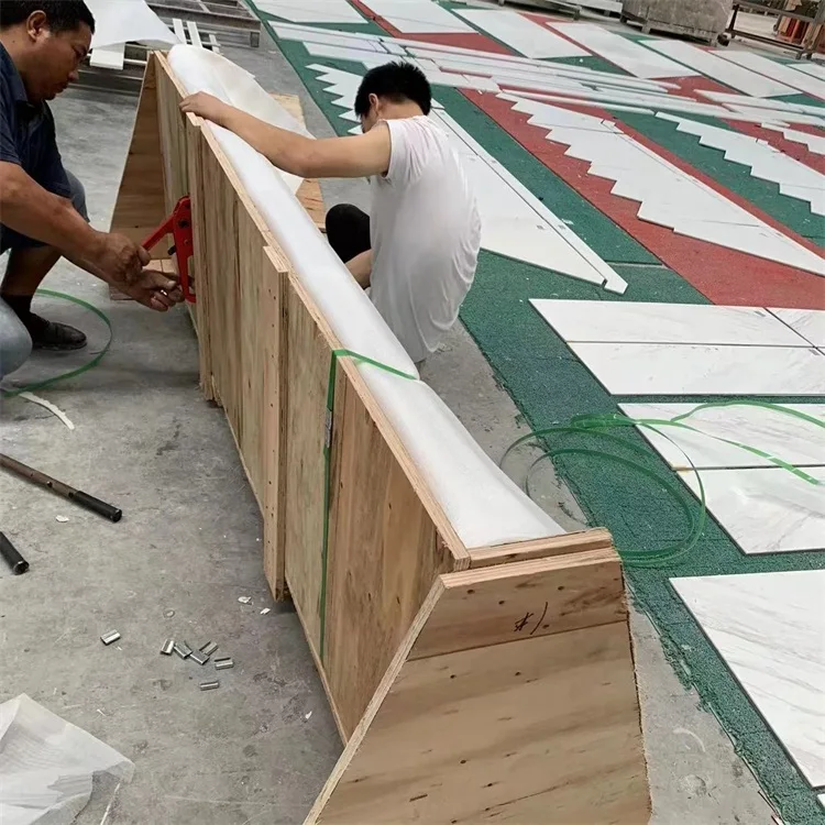 Modern Office Reception Back Wall Design Mable Sheet Wall Panel Backing