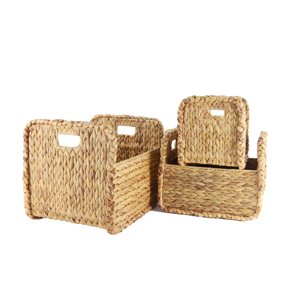 Sustainable Rectangular Water Hyacinth Storage Baskets With Iron Frame ...