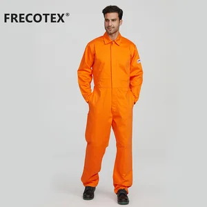Customized Fire Proof Orange Safety Workwear Coverall Mining Worker Uniform Oil Rig Overalls for Men Workwear