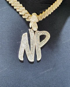 Custom Made Baguette Cut Moissanite Letter Pendant Sterling Silver Hip Hop Pendant New Design Party Wear 18k Gold Plated Jewelry