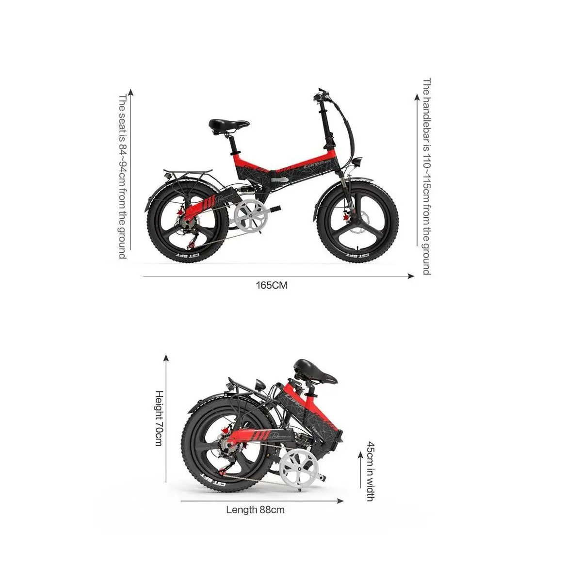 E-Bike G650 20 inch electric bike with 48V 12.8Ah battery, 500W motor